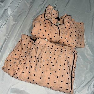 Kate spade sz medium pink black dot cropped pajamas button front